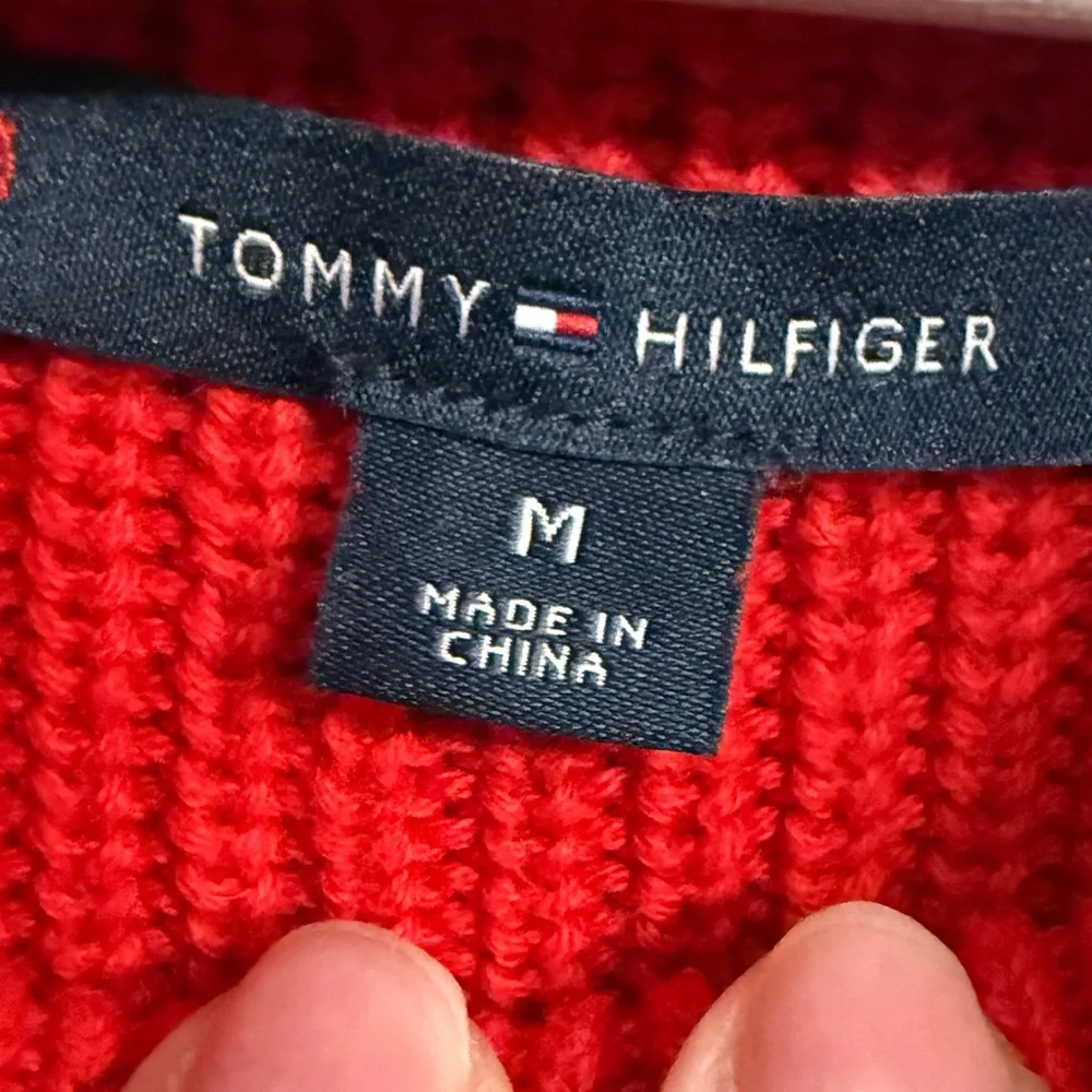 Tommy Hilfiger Size Medium Red Cowl Neck Long Sleeve Ribbed Cotton Sweater - Picture 2 of 10